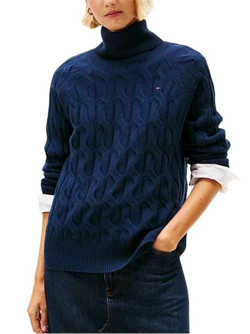 Maglioncino a collo alto a trecce Tommy Hilfiger | WW0WW46791C1G